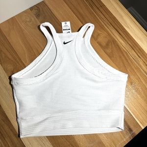 Nike Naomi Osaka Cropped Tennis Top white Ribbed Womens Slim Fit